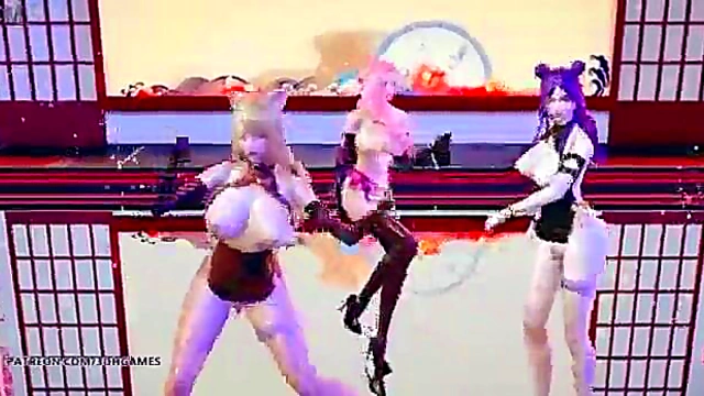 KDA Members' Steamy Nude Dance Party in MMD Hentai Cosplay Extravaganza