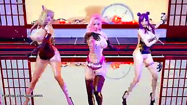 KDA Members' Steamy Nude Dance Party in MMD Hentai Cosplay Extravaganza