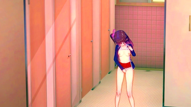 Pleasures Herself Secretly in Classroom Bathroom Stall
