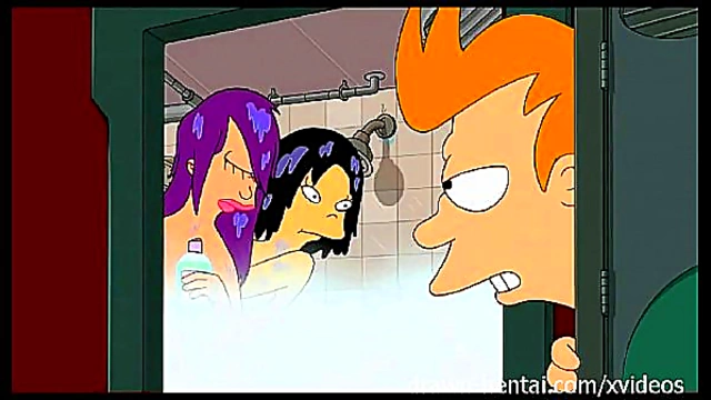 Leela Joins Fry & Bender in Steamy Futuristic Shower Threesome