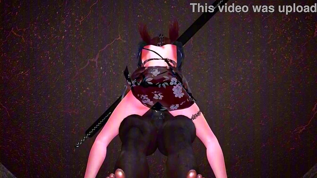 Young 18+ lady get threesome with 2 BBC - 3D Animation