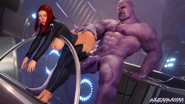Black widow gets her ass destroyed by Thanos (3D animation)