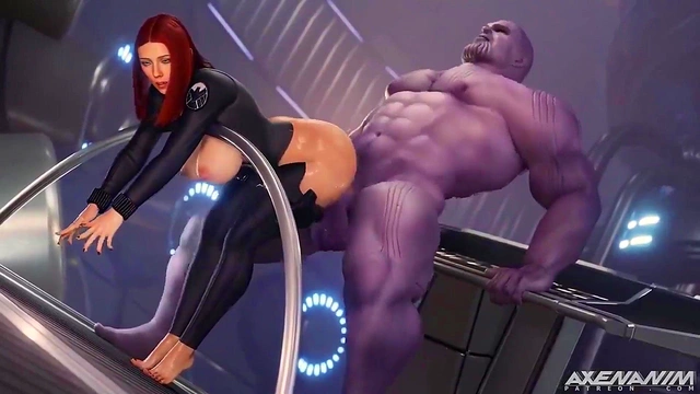 Black widow gets her ass destroyed by Thanos (3D animation)