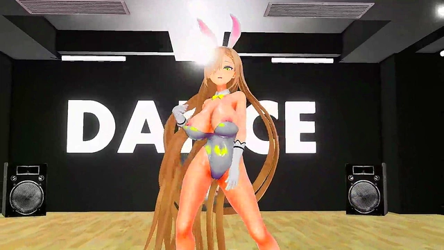 Blue Archive Ichinose Asuna Undress Dancing Hentai Blonde Bunny Girl 18+ Big Boobs MMD 3D Yellow Clothes