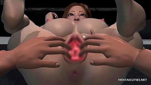 Gorgeous 3d hentai hottie with huge breasts gets her wet pussy stretched and inspected