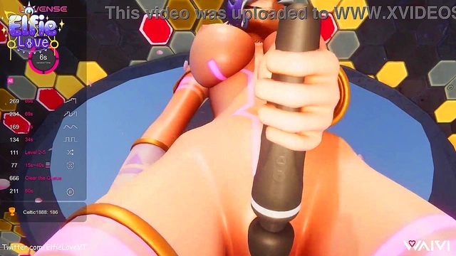 Hentai Vtuber Elfie Love plays w/ all her toys (hush/domi/lush) and squirts on her stream in VR (and ass flexing) (3D / VRCHAT / MMD)