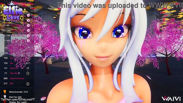 Hentai Vtuber Elfie Love giving toy control on stream & squirts in VR (3D / VRCHAT / MMD)