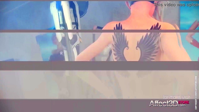 Tattooed and glasses beauties having futa sex in a dressing room