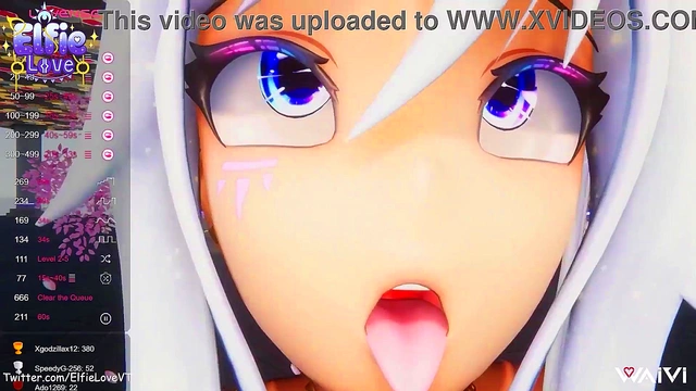Hentai Vtuber Elfie Love does paizuri (titty fucking) and let you cum on her huge tits w/ count down in VR (3D / VRCHAT / MMD)