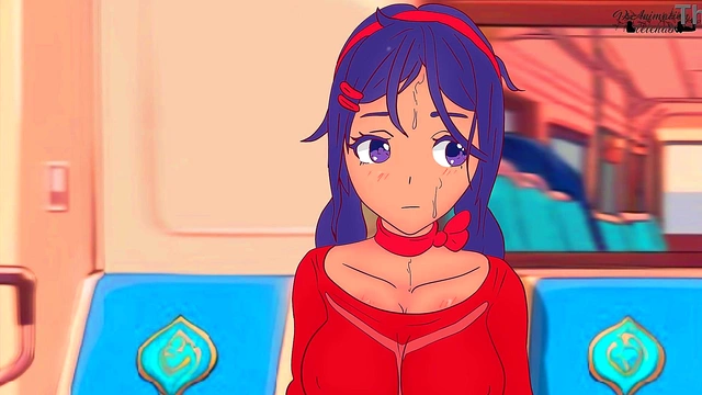 Mita got fucked in the subway ! Miside Hentai, Cartoon, Parody !