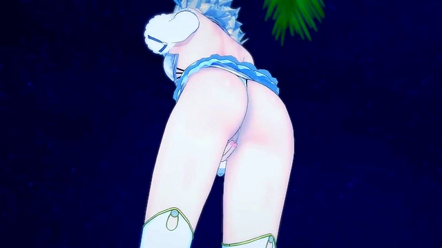 Lumine fingers her pussy on the beach - Genshin Impact Hentai.