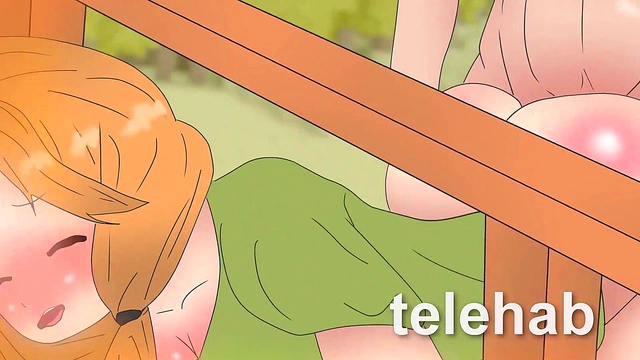 Alex is stuck in the fence ! Minecraft hentai with Steve