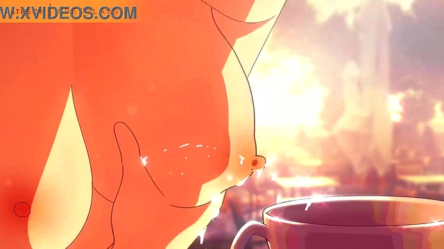Squirting Milk, Lactating into a coffee cup Hentai Animation