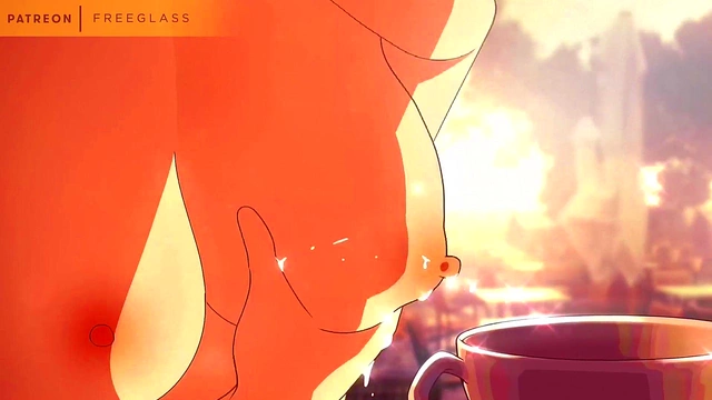 Squirting Milk, Lactating into a coffee cup Hentai Animation