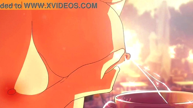 Squirting Milk, Lactating into a coffee cup Hentai Animation