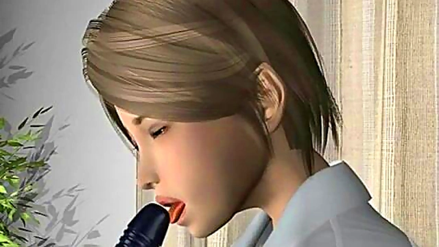 Busty 3d cartoon hottie masturbating