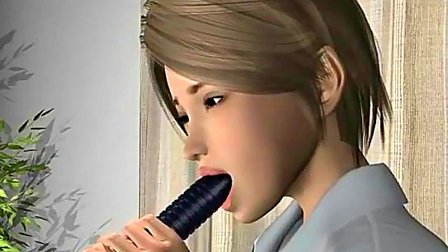 Busty 3d cartoon hottie masturbating