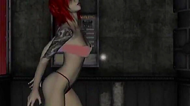 3d hentai redhead stripper dancing on stage