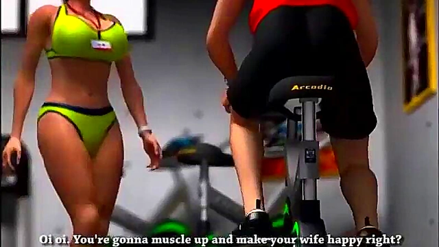 3d big tits get blowjob sex on gym