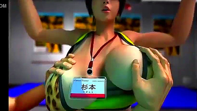 3d big tits get blowjob sex on gym