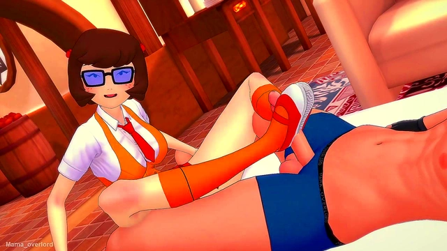 Hot Velma wants to sit on a big cock (adult version) (3D hentai)