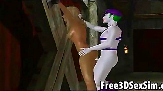 Sexy 3D cartoon babe getting fucked by the joker