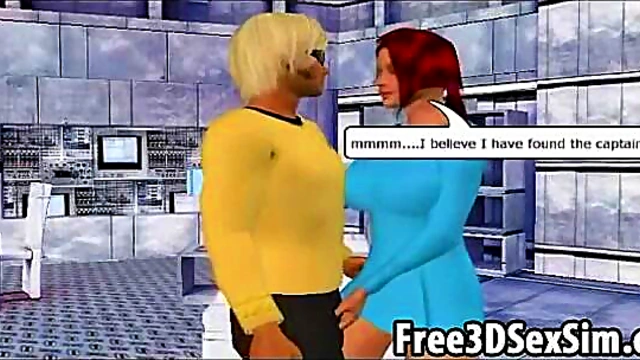 Two 3D cartoon hotties getting fucked on a spaceship
