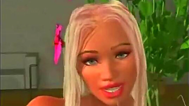3D Busty Teen 18+ Rides Dildo!