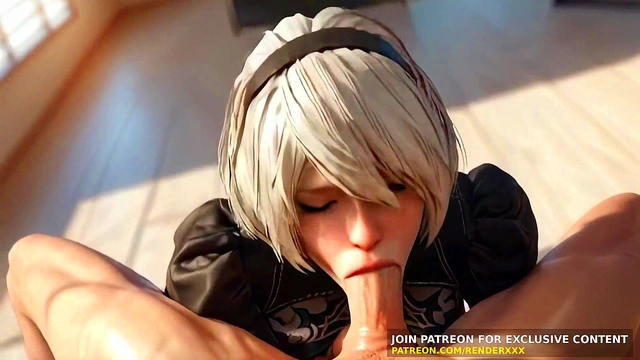 3D Animation : 2B (Nier Automata) - POV Blowjob Dick Ride Uncensored Hentai | AI Generated