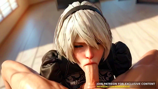 3D Animation : 2B (Nier Automata) - POV Blowjob Dick Ride Uncensored Hentai | AI Generated