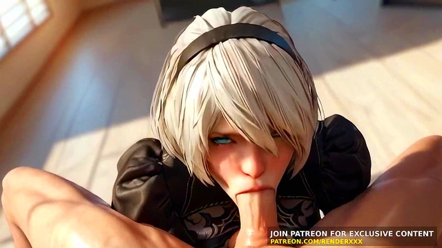 3D Animation : 2B (Nier Automata) - POV Blowjob Dick Ride Uncensored Hentai | AI Generated