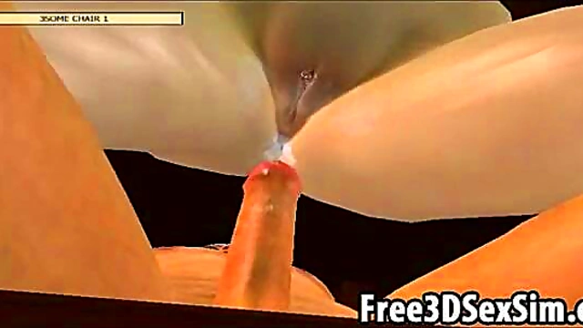 Sexy 3D cartoon honey trying out some sex positions