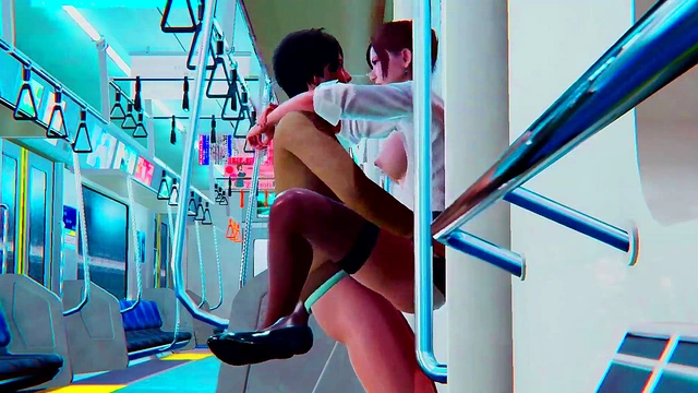 The guy fucks the office lady in the subway l 3D porno game