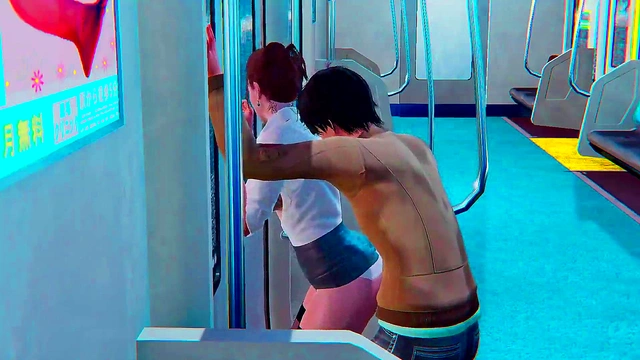 The guy fucks the office lady in the subway l 3D porno game
