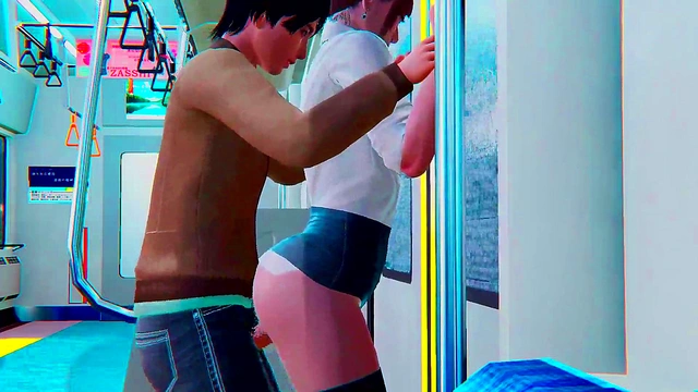 The guy fucks the office lady in the subway l 3D porno game
