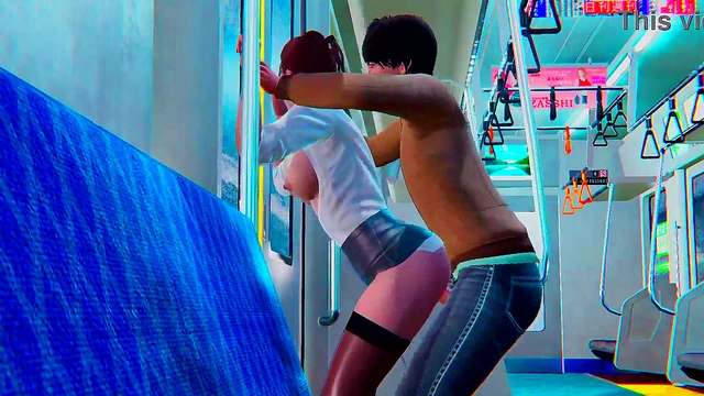 The guy fucks the office lady in the subway l 3D porno game