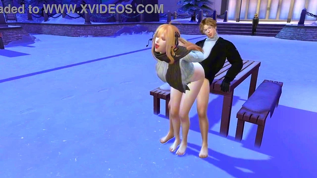 [3D Game Animation] On a snowy day, we have sex in public!