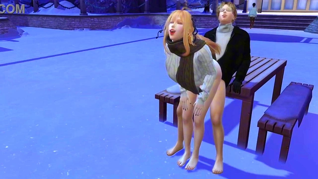 [3D Game Animation] On a snowy day, we have sex in public!