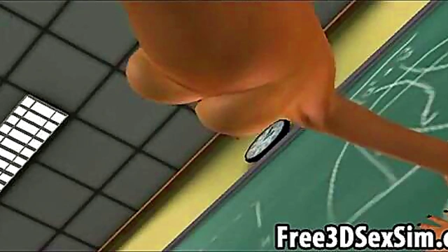 Foxy 3D cartoon sucks cock and gets fucked