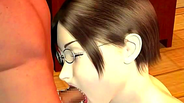 Gorgeous 3d cutie swallowing cum