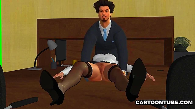 Busty 3D secretary sucks and fucks at the office