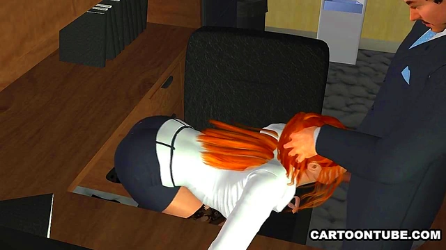 Busty 3D secretary sucks and fucks at the office