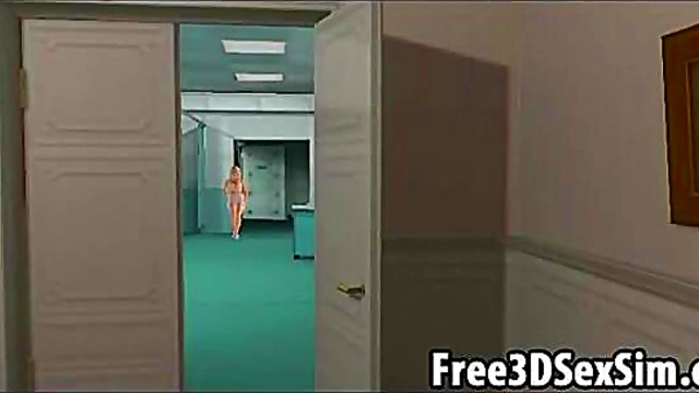 Sexy 3D cartoon blonde masturbates and gets fucked