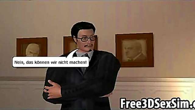 Sexy 3D cartoon blonde masturbates and gets fucked