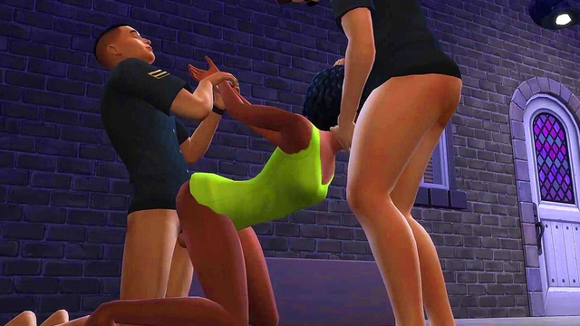 Ebony Barmaid Entertaining Two Cops At The Back Alley (Promo) | The Sims/ 3D Hentai