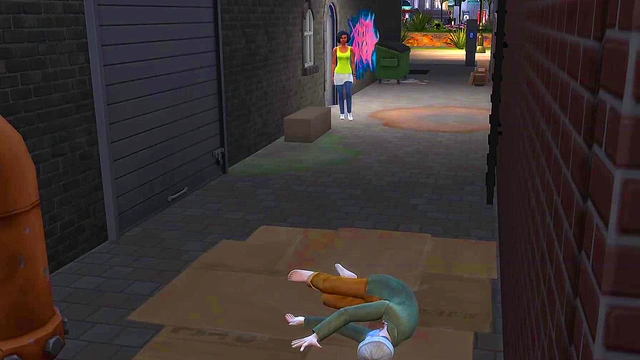 Ebony Barmaid Entertaining Two Cops At The Back Alley (Promo) | The Sims/ 3D Hentai