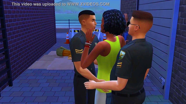 Ebony Barmaid Entertaining Two Cops At The Back Alley (Promo) | The Sims/ 3D Hentai