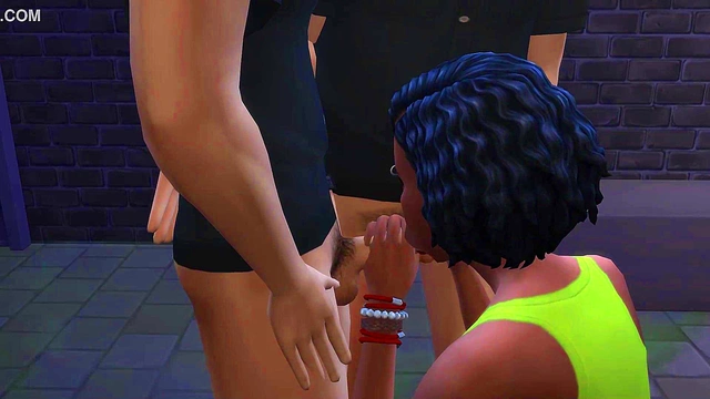 Ebony Barmaid Entertaining Two Cops At The Back Alley (Promo) | The Sims/ 3D Hentai