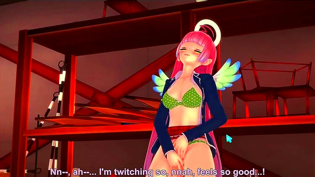 Pink hair girl first time 3D