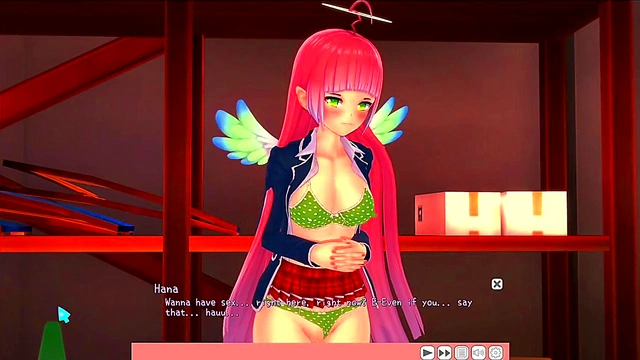 Pink hair girl first time 3D